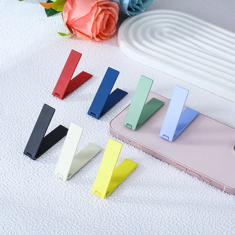 Colorful Phone Metal Holder for iPhone pro/plus/max Xiaomi Samsung Folding Portable Stand Desktop Sticker Support for Cell Phone