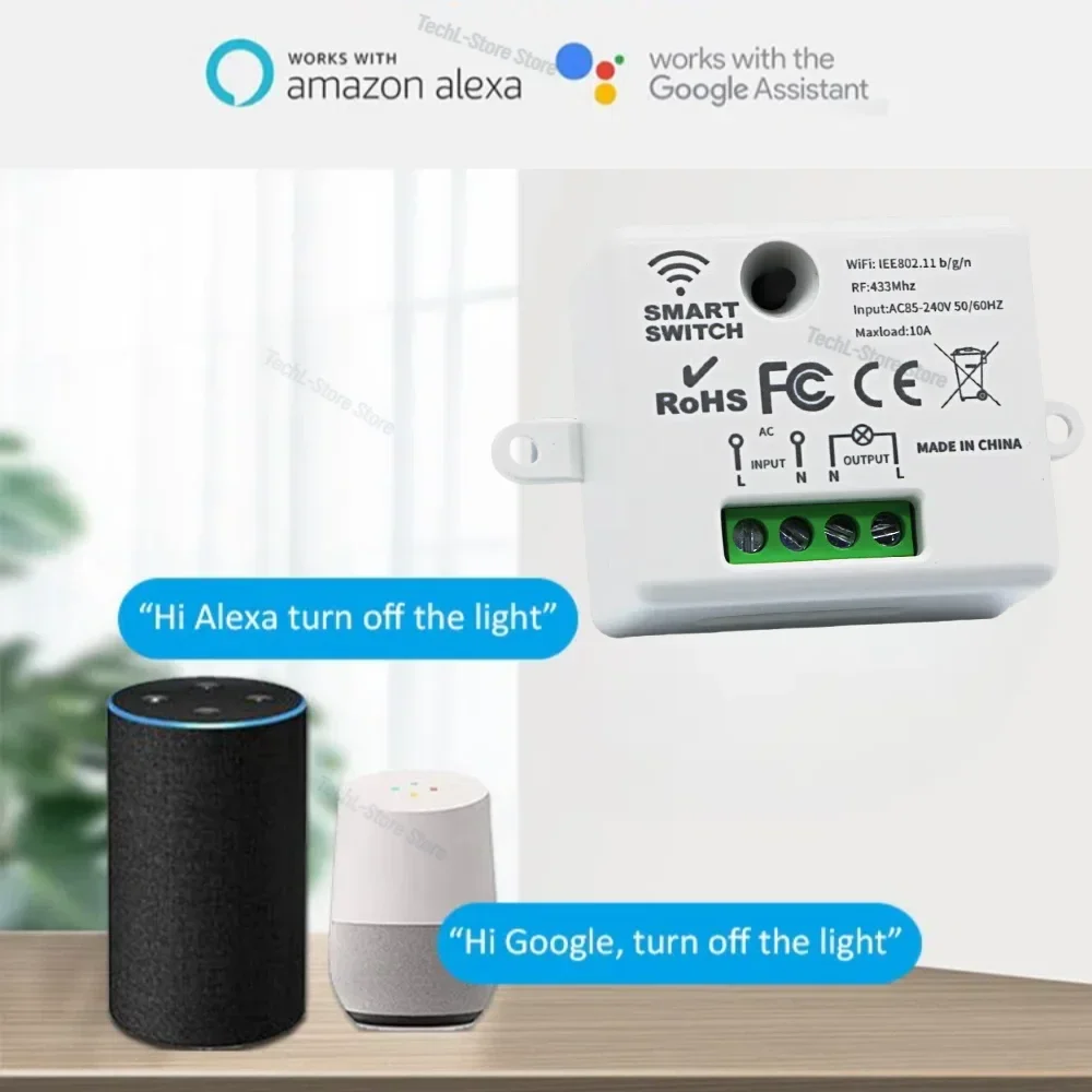 Tuya WiFi RF433Mhz Wireless Smart Switch 10A Round Button Portable Switch For Alexa Google Home Voice Control Use with Receiver - الصورة 5