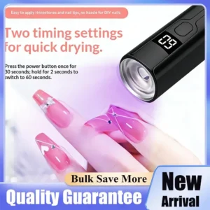 Rechargeable Mini UV LED Nail Lamp with Smart Display Portable Fast-Drying Nail Dryer Stand for Manicure Removable Desk UV Light
