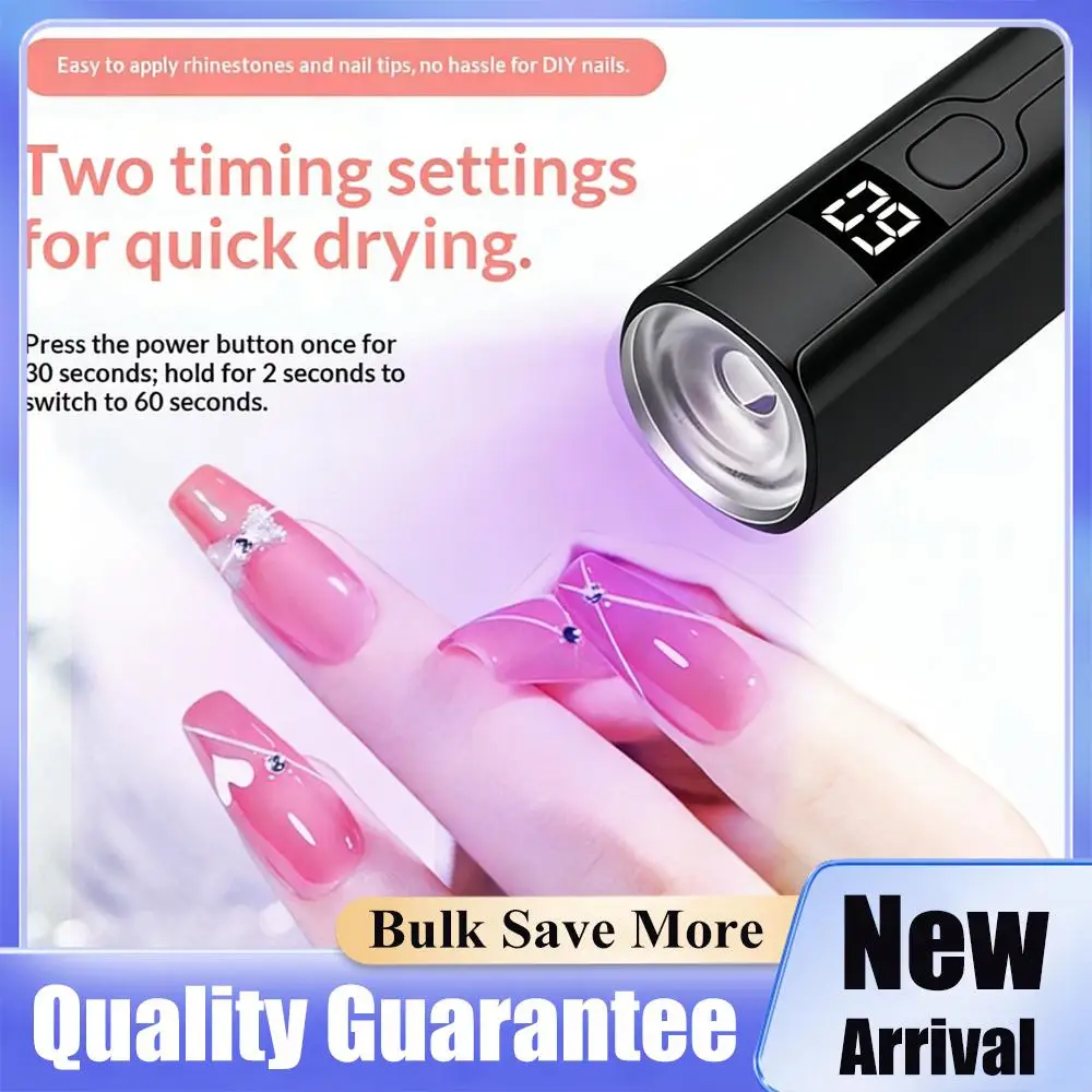 Rechargeable Mini UV LED Nail Lamp with Smart Display Portable Fast-Drying Nail Dryer Stand for Manicure Removable Desk UV Light